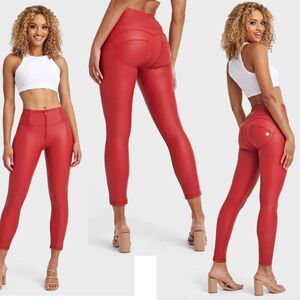 Freddy WR.UP red faux leather vegan leggings Sz M NWT
